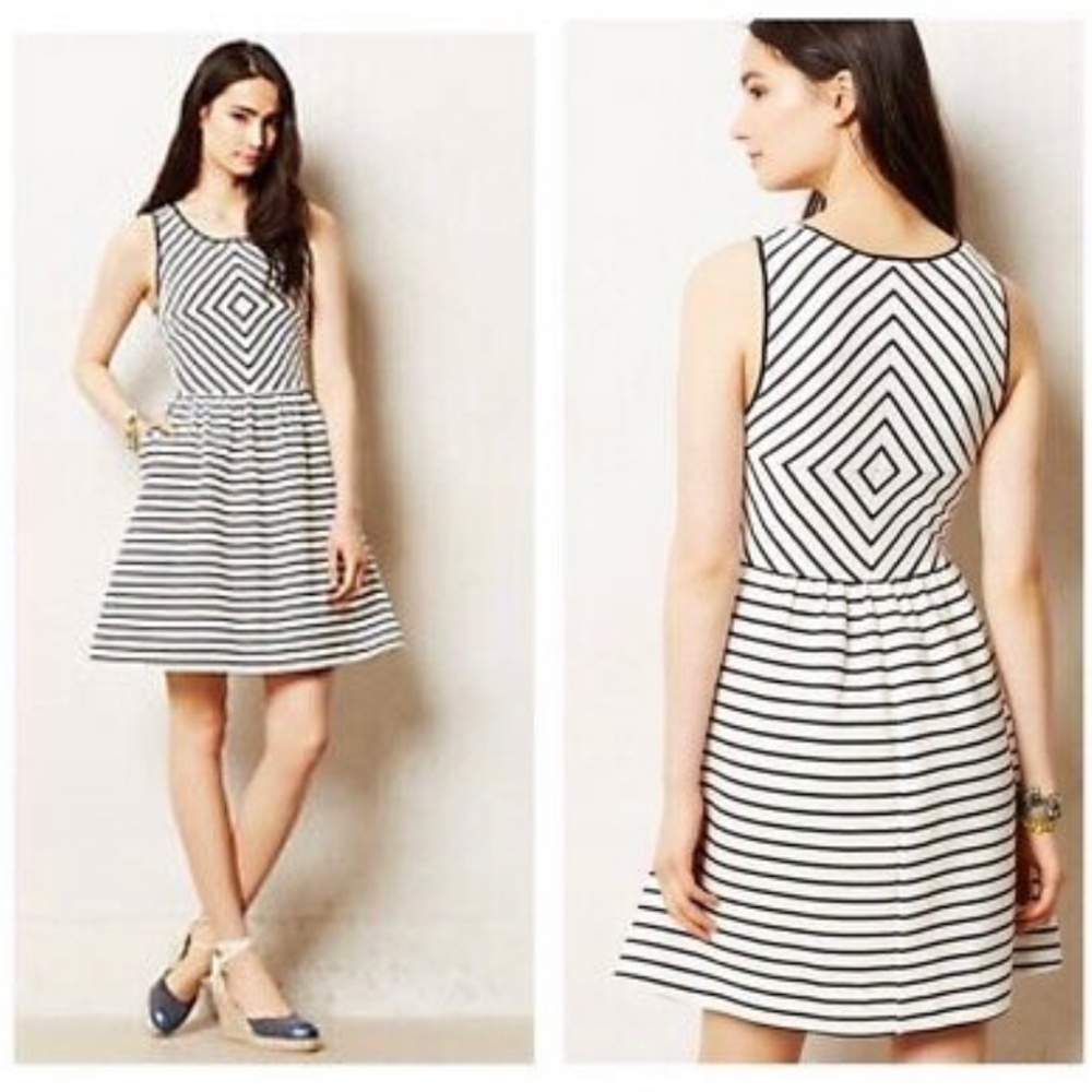 Maeve Anthropologie black and white dress size 2